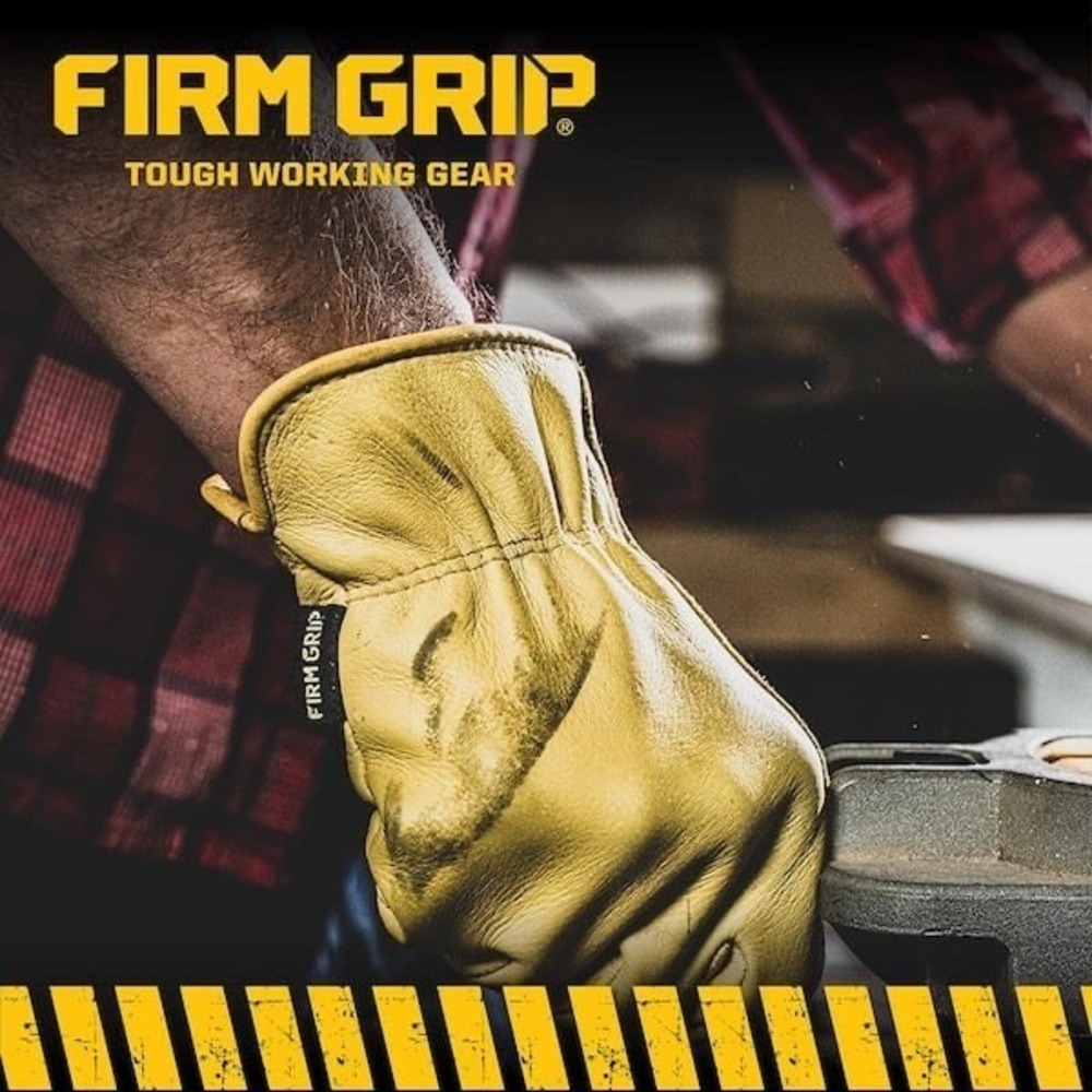 NWT Firm Grip Full Grain Deerskin Leather Work Gloves Size L (5137) Heavy Duty